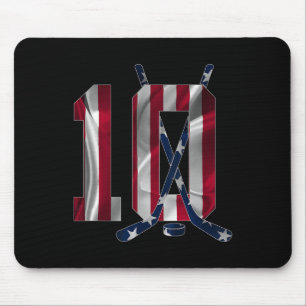 Number 10 Years Ice Hockey 10th Birthday Mouse Mat