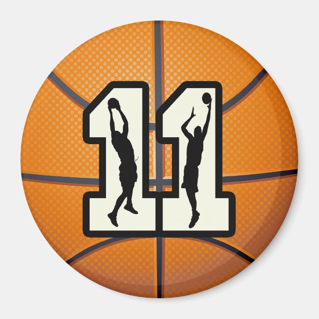 Number 11 Basketball and Players Magnet (Front)