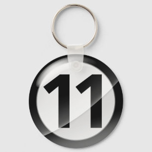 Number 11 black Key Chain