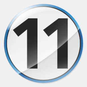 Number 11 blue sticker
