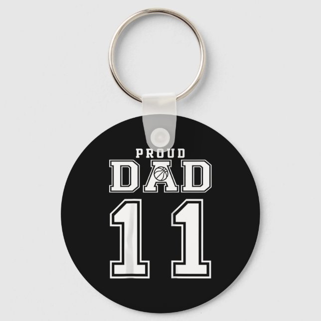 Number 11 Custom Proud Basketball Dad Personalized Key Ring (Front)