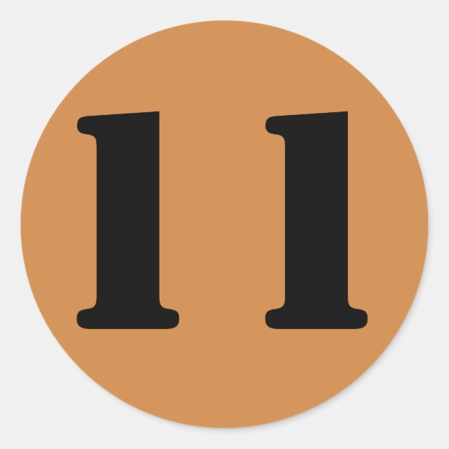 Number 11 Eleven Peru Gold Stencil Numbers by Janz Classic Round Sticker (Front)
