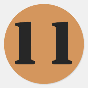 Number 11 Eleven Peru Gold Stencil Numbers by Janz Classic Round Sticker