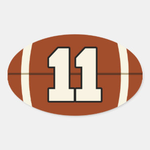 Number 11 Football Sticker. Oval Sticker