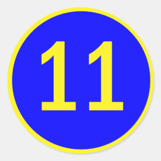 number 11 in a circle classic round sticker