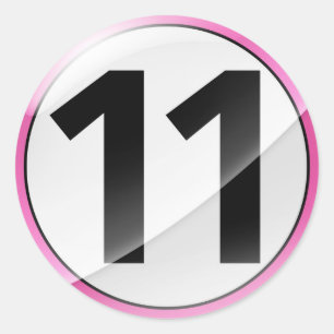 Number 11  pink sticker