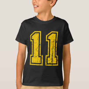 Number 11 Sport Yellow Vintage Number T-Shirt