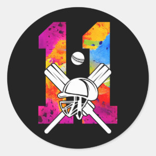 Number 11 Years Cricket 11th Birthday  Classic Round Sticker