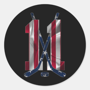 Number 11 Years Ice Hockey 11th Birthday (1) Classic Round Sticker