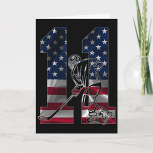 Number 11 Years Ice Hockey 11th Birthday Card
