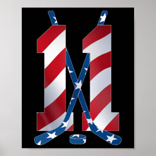 Number 11 Years Ice Hockey 11th Birthday  Poster