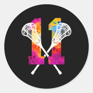 Number 11 Years Lacrosse 11th Birthday Classic Round Sticker
