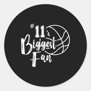 Number 11's Biggest Fan Bysketbyll Player Mum Dad  Classic Round Sticker