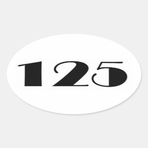 Number 125 oval sticker