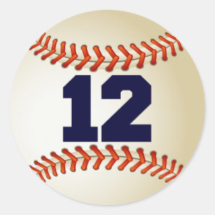 Number 12 Baseball Classic Round Sticker