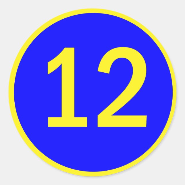 number 12 in a circle classic round sticker (Front)