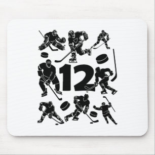 Number 12 Years Ice Hockey 12th Birthday (1) Mouse Mat