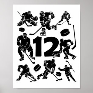 Number 12 Years Ice Hockey 12th Birthday (1) Poster