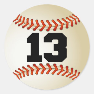 Number 13 Baseball Classic Round Sticker