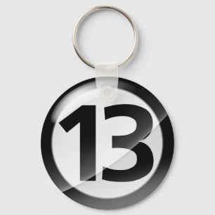 Number 13 black Key Chain