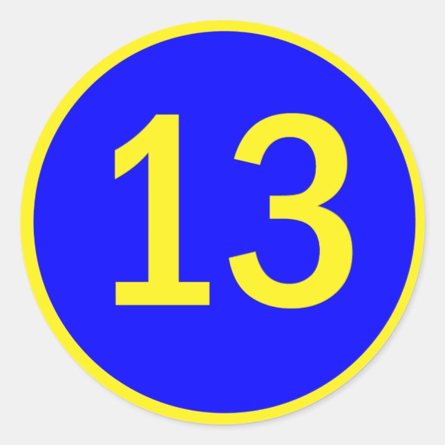 number 13 in a circle classic round sticker (Front)