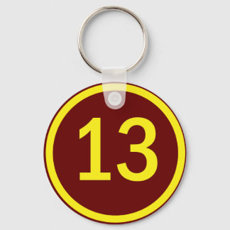 number 13 in a circle key ring