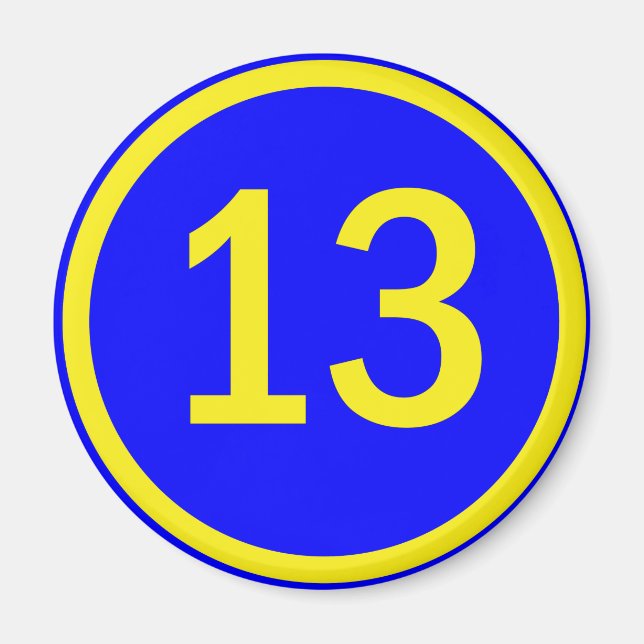 number 13 in a circle magnet (Front)
