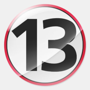 Number 13 red sticker