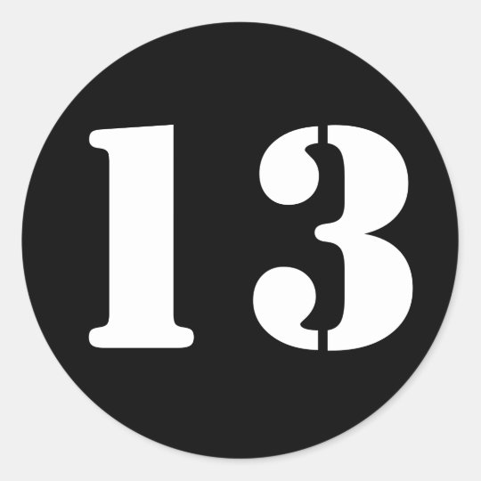 Number 13 Thirteen Black Stencil Numbers by Janz Classic Round Sticker ...