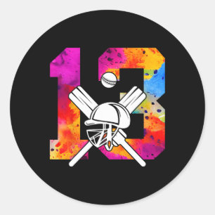 Number 13 Years Cricket 13th Birthday 1 Classic Round Sticker