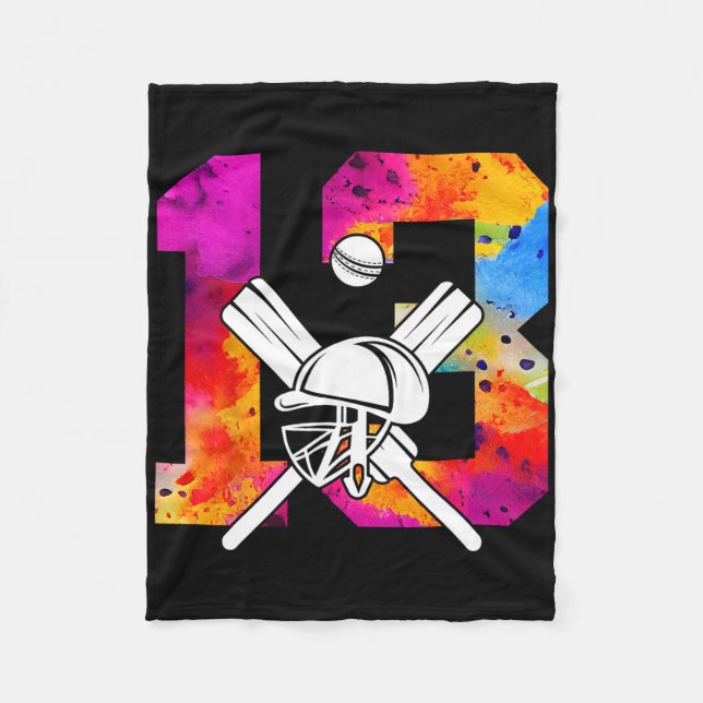 Number 13 Years Cricket 13th Birthday 1  Fleece Blanket (Front)