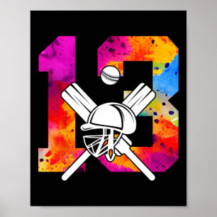 Number 13 Years Cricket 13th Birthday 1 Poster