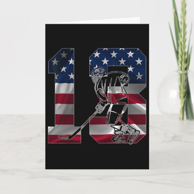 Number 13 Years Ice Hockey 13th Birthday  Card (Front)
