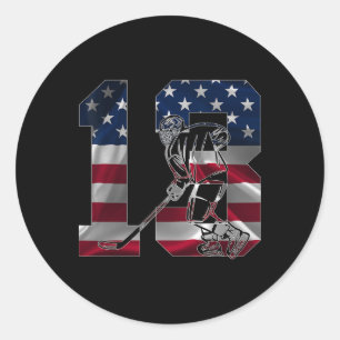 Number 13 Years Ice Hockey 13th Birthday Classic Round Sticker