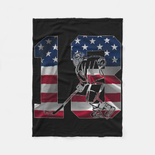 Number 13 Years Ice Hockey 13th Birthday  Fleece Blanket