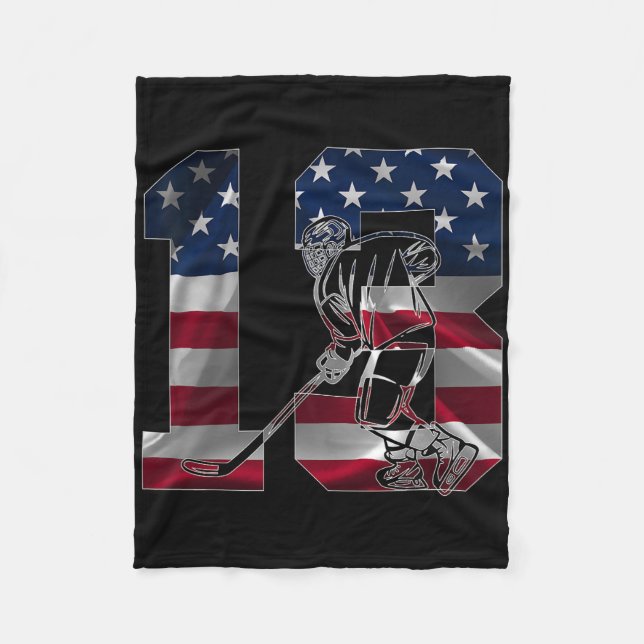 Number 13 Years Ice Hockey 13th Birthday  Fleece Blanket (Front)