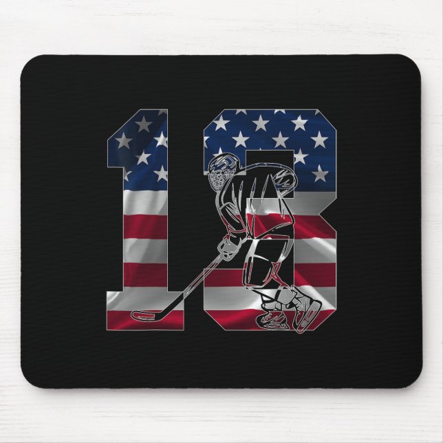 Number 13 Years Ice Hockey 13th Birthday  Mouse Mat (Front)