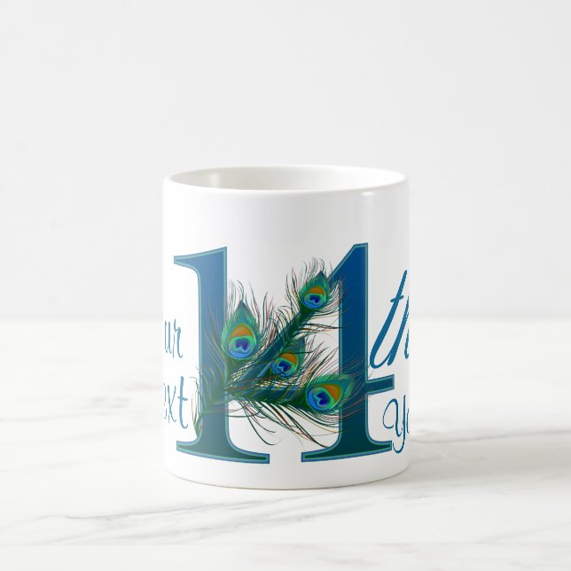 Number 14 / 14th 100% custom text design mug (Center)