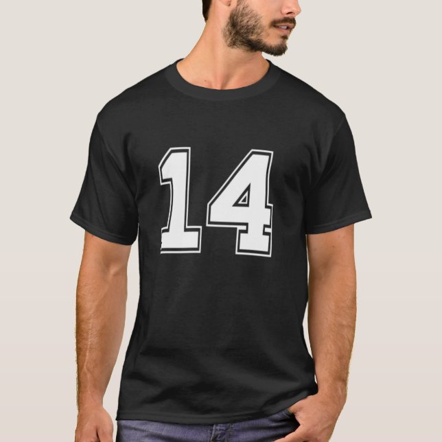 Number 14 Baseball Football Soccer Fathers Day Gif T-Shirt (Front)