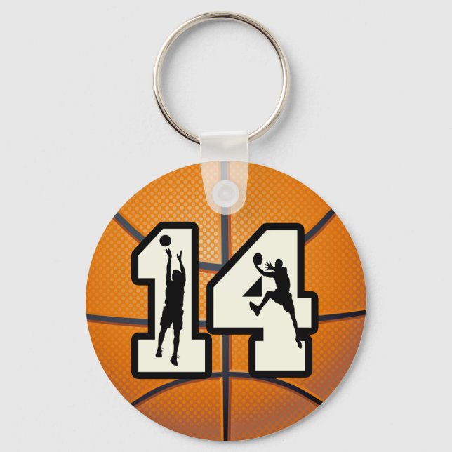 Number 14 Basketball and Players Key Ring (Front)