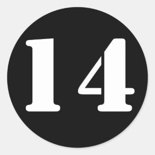 Number 14 Fourteen Black Stencil Numbers by Janz Classic Round Sticker