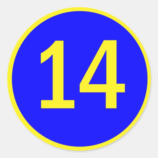 number 14 in a circle classic round sticker (Front)
