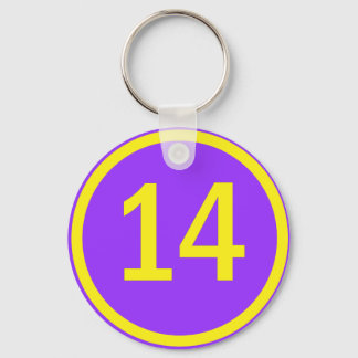 number 14 in a circle key ring