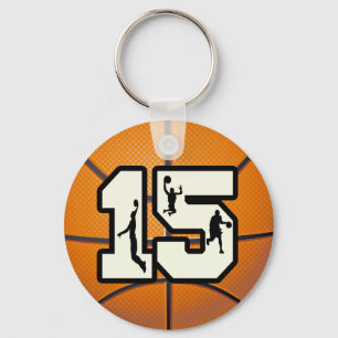 Number 15 Basketball and Players Key Ring
