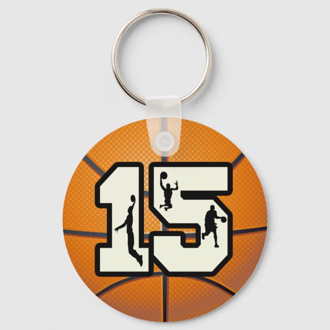 Number 15 Basketball and Players Key Ring (Front)