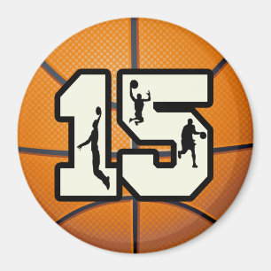 Number 15 Basketball and Players Magnet