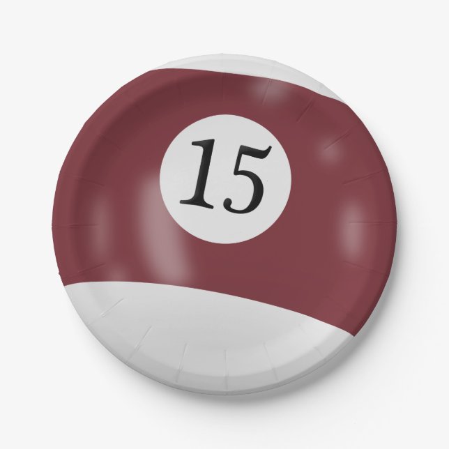 Number 15 billiard ball paper plate (Front)