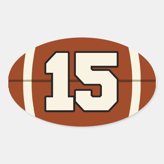 Number 15 Football Sticker. Oval Sticker (Front)