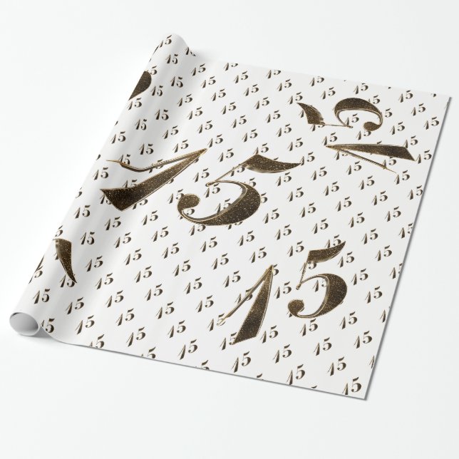 Number 15 Girls 15th Quinceanera Birthday Wedding Wrapping Paper (Unrolled)