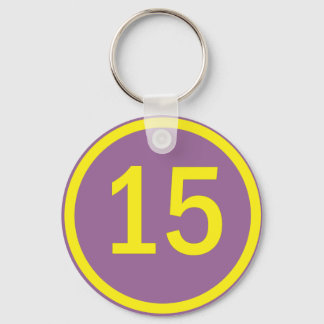 Number 15 in a circle key ring